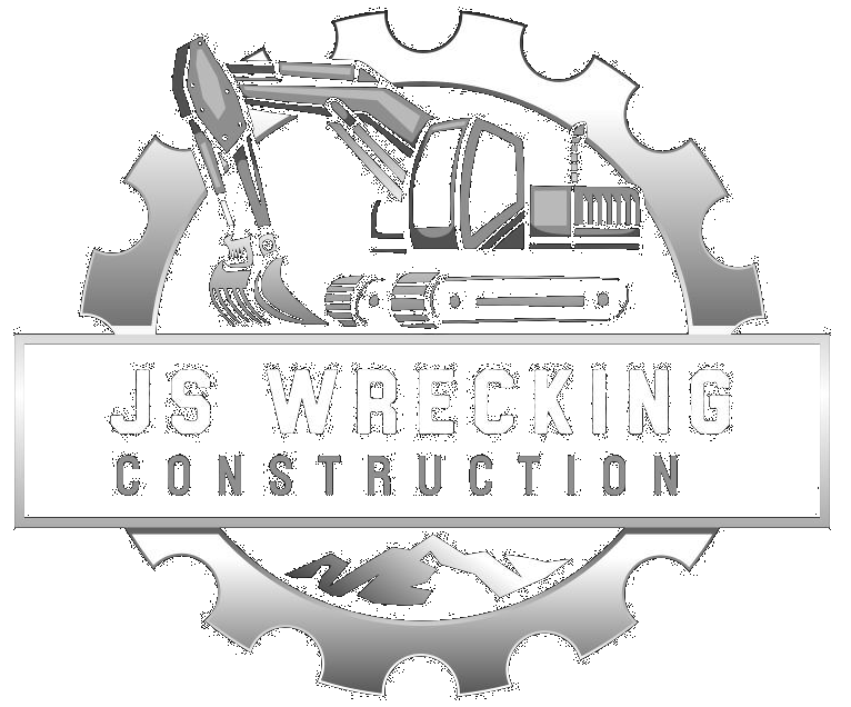 JS Wrecking Co. logo featuring construction equipment and gear design, representing land clearing services in Detroit.